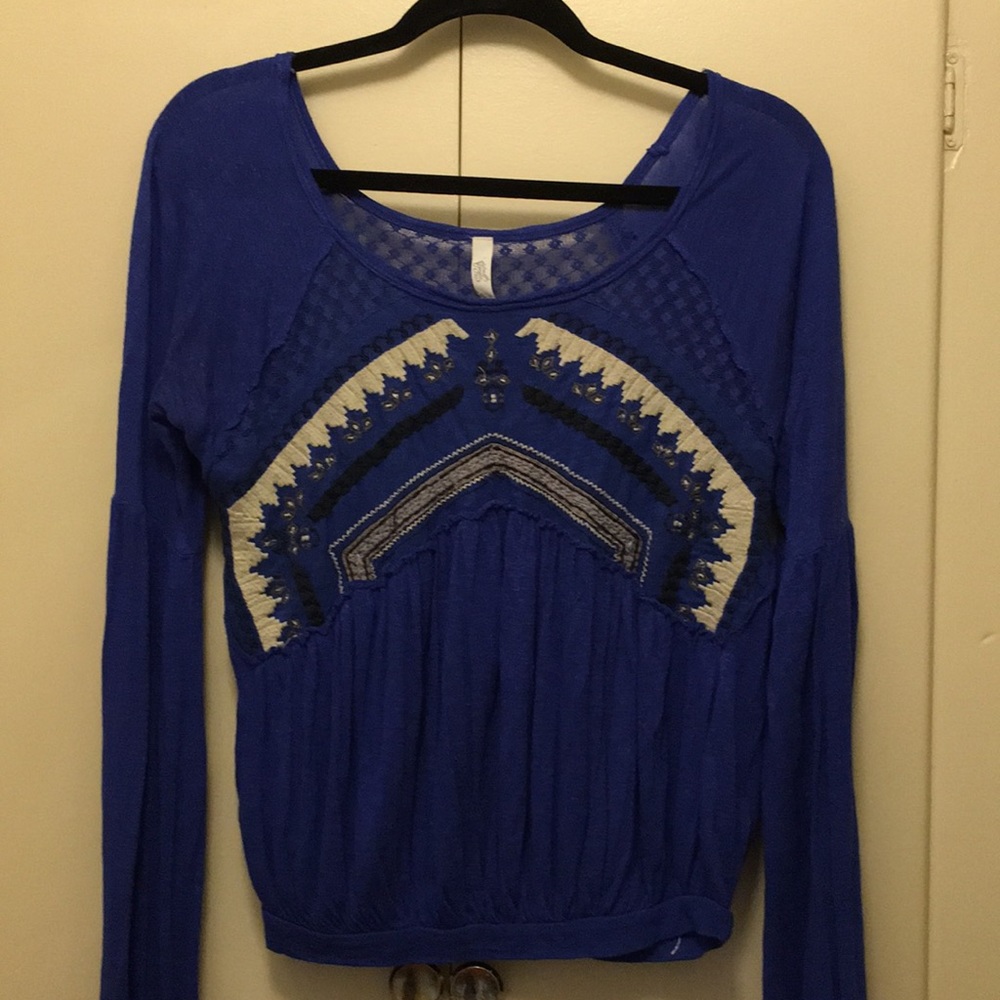 Free people blue long sleeve top